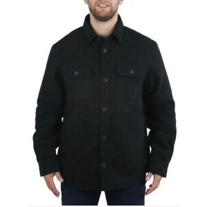Jachs New York Men's Sherpa Lined Shirt Jacket Wool Blend Black Large